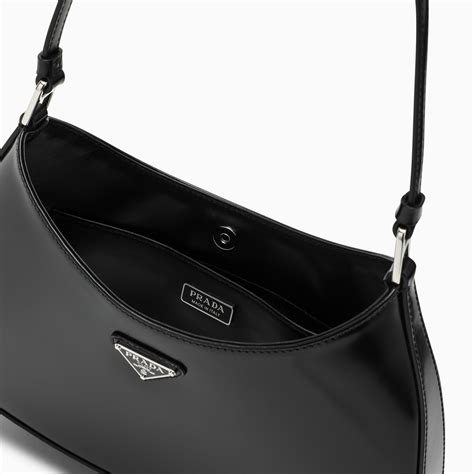 prada black brushed cleo bag|prada cleo hobo shoulder bag.